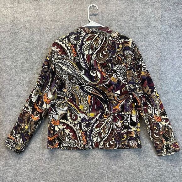 CHICO’S Women’s Jacket Zip Front Paisley Corduroy Multicolor Size 2 (Med) Fall - Picture 9 of 12